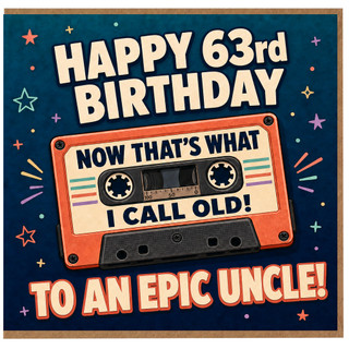 63rd Birthday Card for Uncle, Now That's What I Call Old Retro Cassette Design