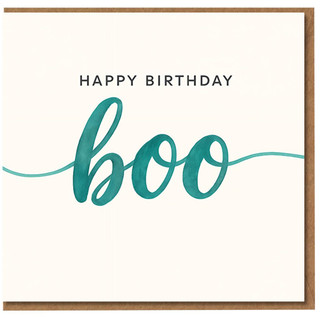 Happy Birthday Boo Card - Cute Minimal Script in Teal for Partner, Boyfriend or Girlfriend; Modern Typography Birthday Card