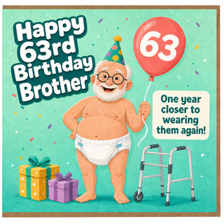 Brother 63rd Birthday Card, Funny Happy 63rd Birthday Brother Card