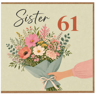 Sister 61st Birthday Card, Floral Bouquet Card