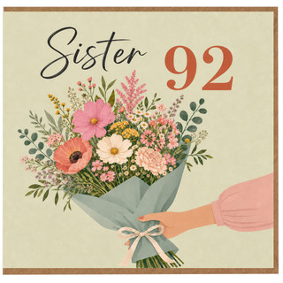 Sister 92nd Birthday Card, Floral Bouquet Card
