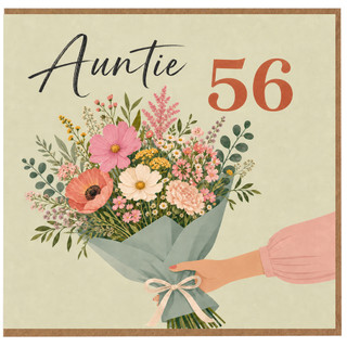 56th Birthday Card for Auntie, Floral Bouquet Design