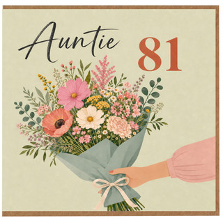 Auntie 81st Birthday Card, Floral Bouquet Birthday Card