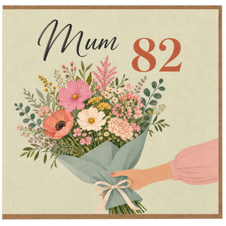 Mum 82nd Birthday Card, Floral Bouquet Card