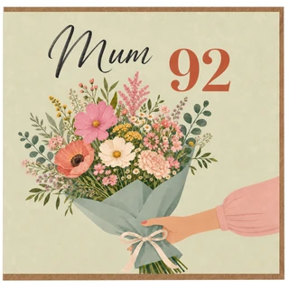 Mum 92nd Birthday Card, Floral Bouquet Design