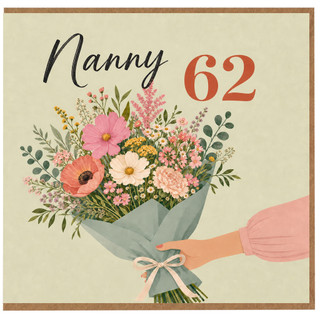 Nanny 62nd Birthday Card, for Nanny Floral Bouquet Design