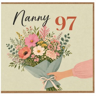 Nanny 97th Birthday Card, Floral Bouquet Birthday Card for Nanny