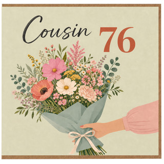 76th Birthday Card for Cousin, Floral Bouquet Design