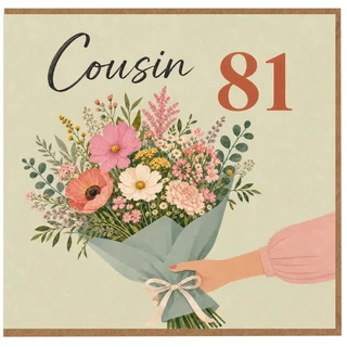 Cousin 81st Birthday Card, Floral Bouquet Design