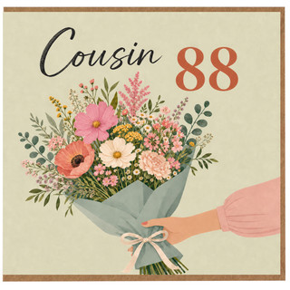 Cousin 88th Birthday Card, Floral Bouquet Design