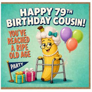 79th Birthday Card for Cousin, Funny Birthday Card