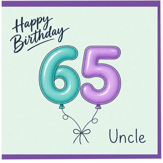 Uncle 65th Birthday Card, Happy Birthday 65 Balloon Design