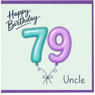 79th Birthday Card for Uncle, Happy Birthday Balloon Number Design