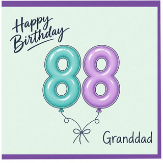 Granddad 88th Birthday Card, Happy Birthday Balloon Number Card