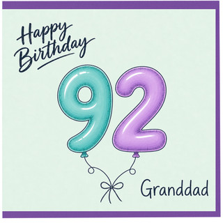 Granddad 92nd Birthday Card