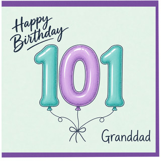 101st Birthday Card for Granddad, Happy Birthday Granddad 101 Card