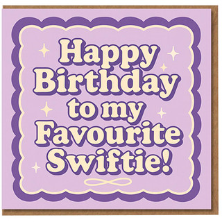 Happy Birthday to my Favourite Swiftie Card - Purple Retro Stars Design, Cute Music Fan Birthday Card for Friend, Partner or Family