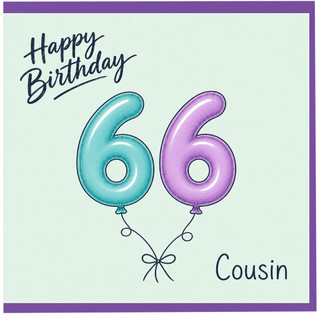 Cousin 66th Birthday Card, Happy Birthday Balloons Design