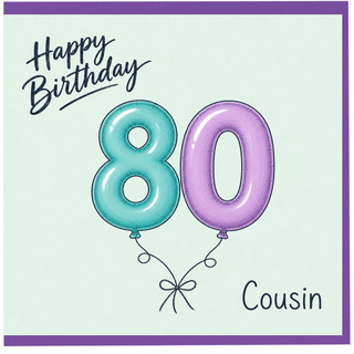 80th Birthday Cousin Card, Happy Birthday 80 Balloon Design