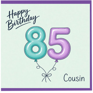 85th Birthday Card for Cousin, Happy Birthday Balloon Design