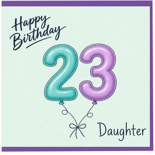 23rd Birthday Card for Daughter, Happy Birthday Balloon Design