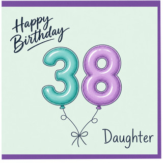 Daughter 38th Birthday Card, Happy Birthday Balloon Number 38 Card