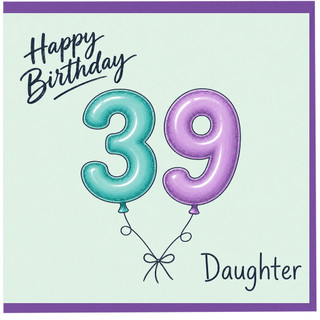 39th Birthday Daughter Card, Happy Birthday 39 Balloon Card