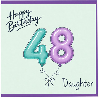 Daughter 48th Birthday Card, Happy Birthday Balloon Number Card