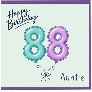 Auntie 88th Birthday Card, Happy Birthday 88 Balloon Design