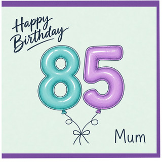 Mum 85th Birthday Card, Happy Birthday Balloon Numbers Design