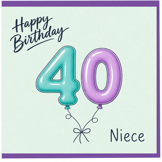 Niece 40th Birthday Card, Happy Birthday 40 Balloon Design
