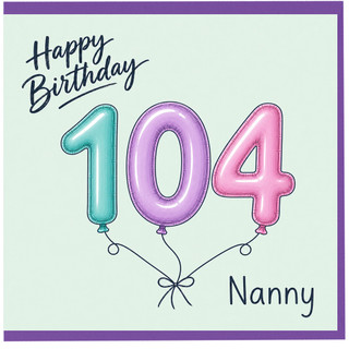 Nanny 104th Birthday Card
