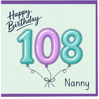 Nanny 108th Birthday Card, Happy Birthday 108 Balloon Card