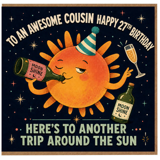 Cousin 27th Birthday Card, Funny Happy 27th Birthday Card for Cousin