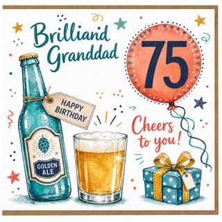 75th Birthday Card for Grandad, Brilliant Granddad Happy Birthday Card