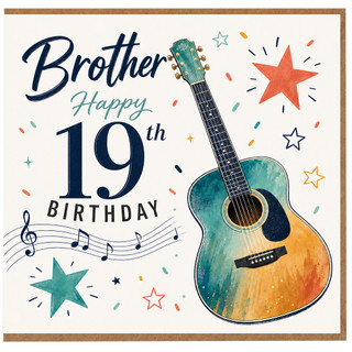 Brother 19th Birthday Card with Guitar Design
