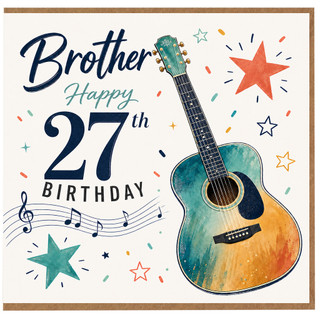 Brother 27th Birthday Card, Guitar Music Birthday Card
