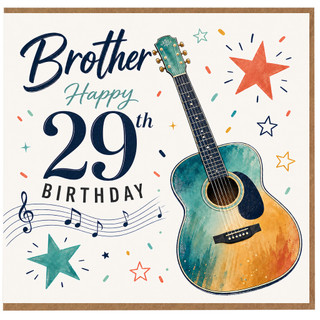 Brother 29th Birthday Card with Guitar Design