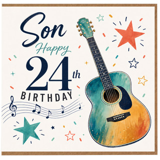 Son 24th Birthday Card, Happy 24th Birthday Guitar Card
