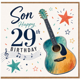 Son 29th Birthday Card, Musical Guitar Birthday Card