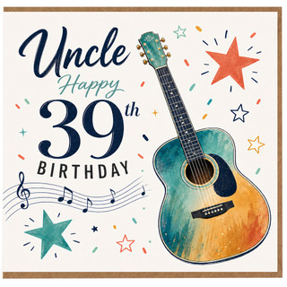 Uncle 39th Birthday Card, Happy Birthday Guitar Design