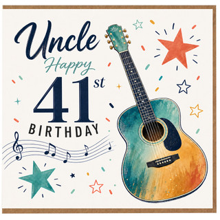 Uncle 41st Birthday Card, Musical Guitar Birthday Card for Uncle