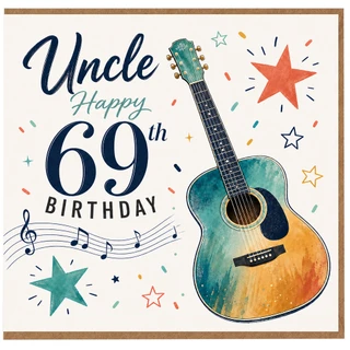 Uncle 69th Birthday Card, Musical Guitar Design