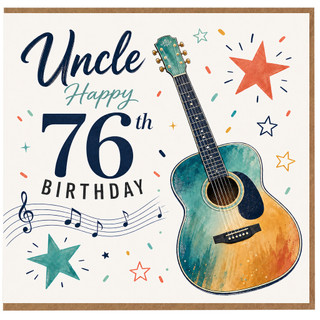Uncle 76th Birthday Card, Guitar Music Design Birthday Card