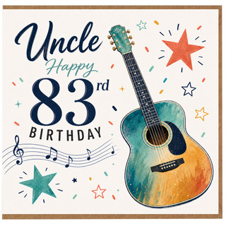 Uncle 83rd Birthday Card, Music and Guitar Theme