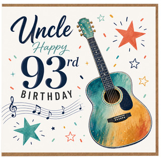 Uncle 93rd Birthday Card, Guitar Music Design