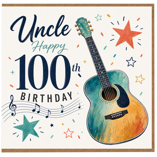 Uncle 100th Birthday Card, Musical Guitar Birthday Card