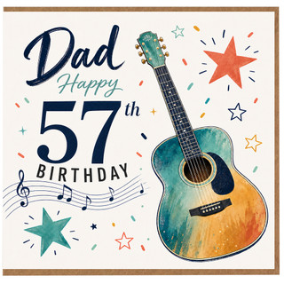 Dad 57th Birthday Card, Guitar Music Lover Birthday Card