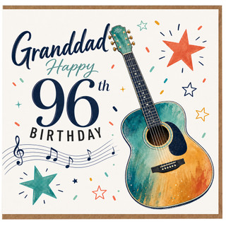 Granddad 96th Birthday Card, Musical Guitar Design