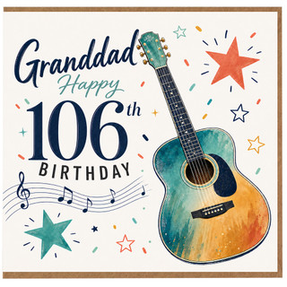 Granddad 106th Birthday Card, Guitar Music Design Birthday Card